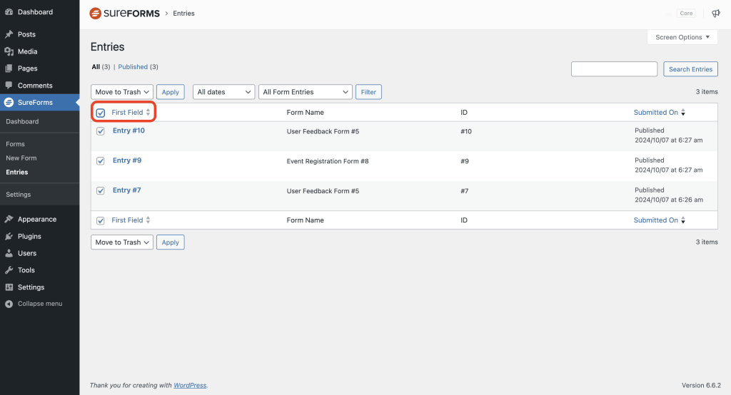 bulk select all fields
