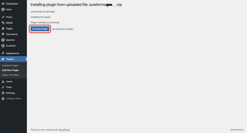 activate the plugin