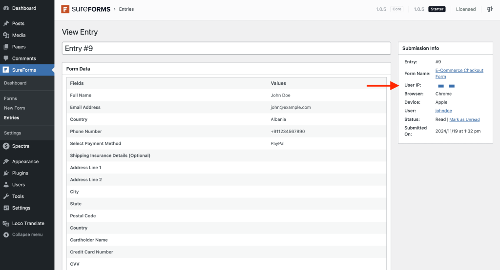 see the user's IP address