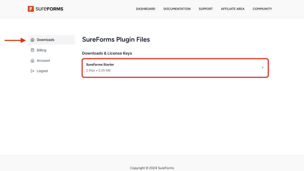 downloads tab