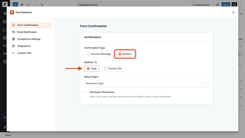 redirect options