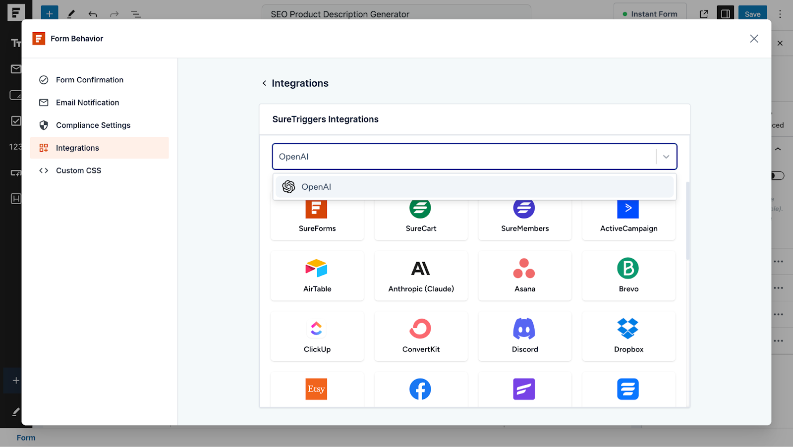 select the action app