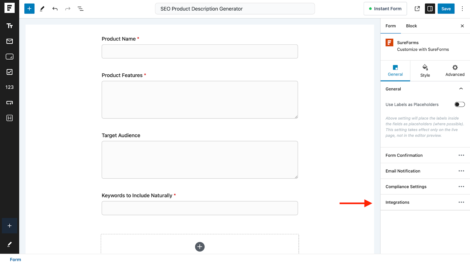 click on integrations