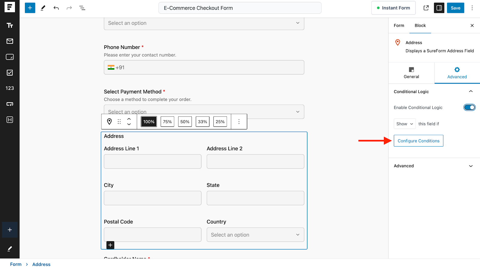configure conditions