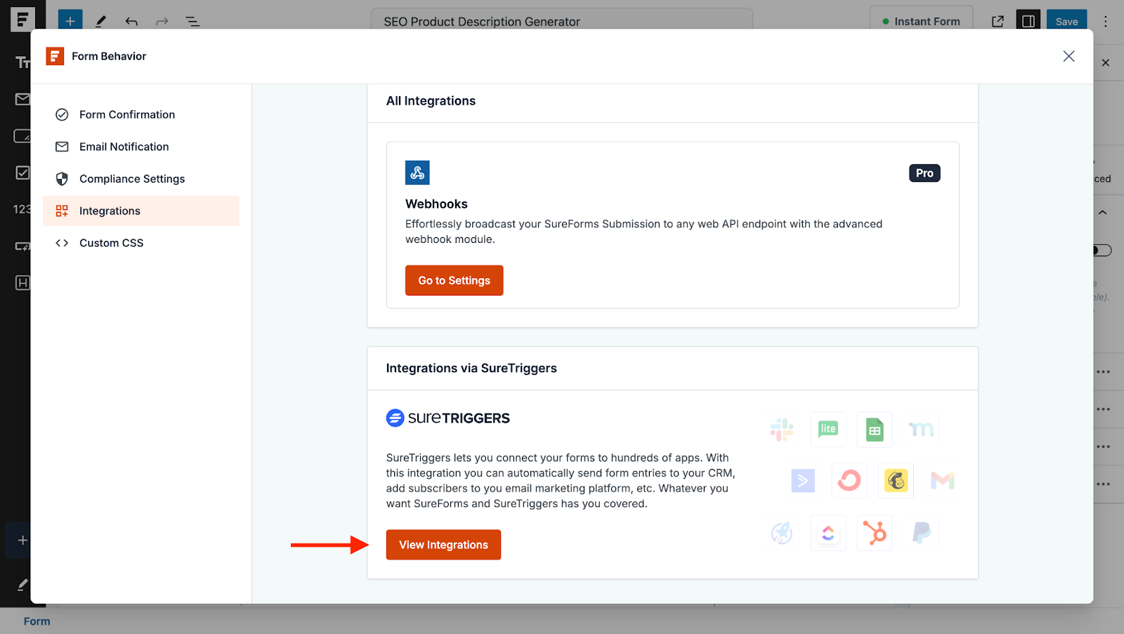view your integrations