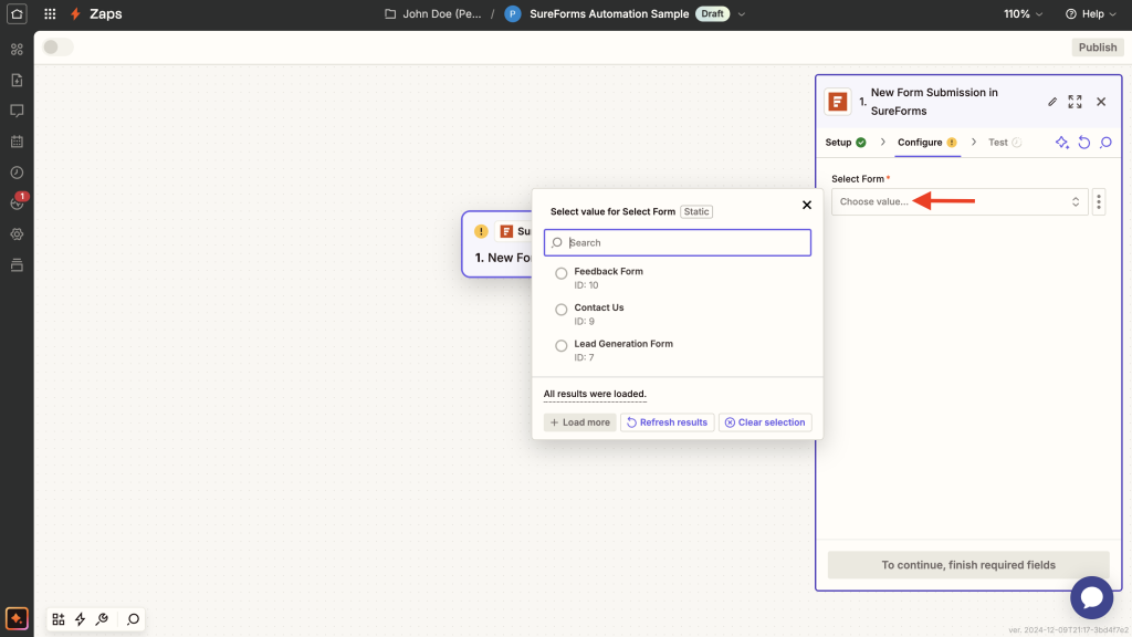 select the form