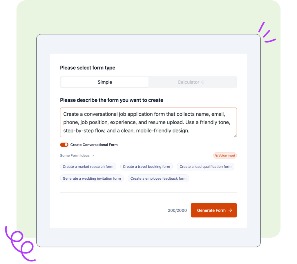Build Conversational Forms Instantly with AI